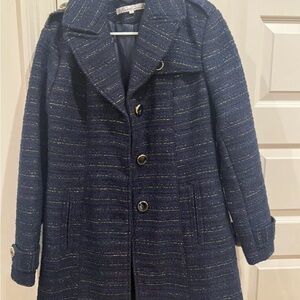 Kenneth Cole Navy Textured Trench Coat